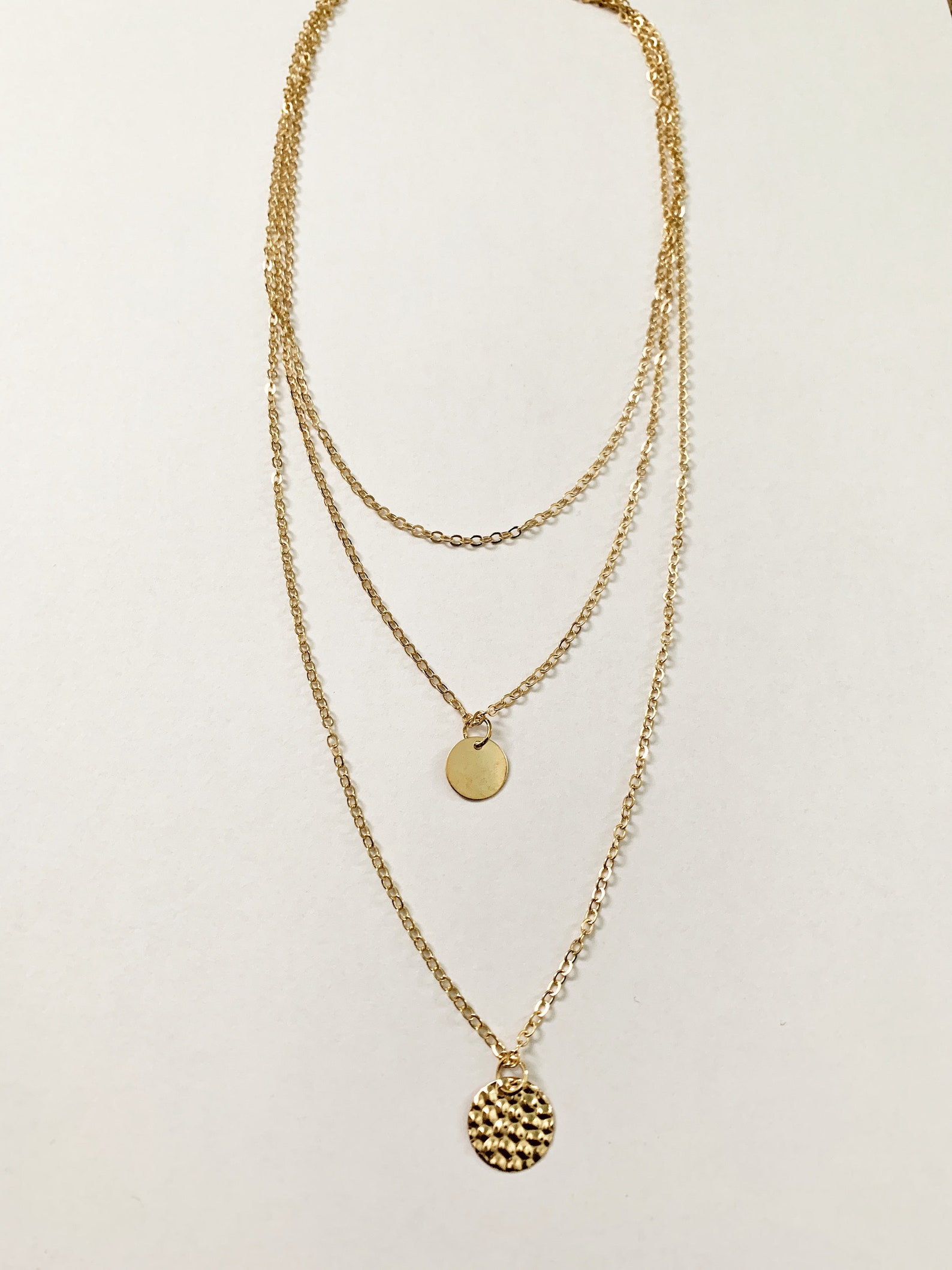 3 Tier Gold Necklace Dainty Necklace Delicate Jewelry Etsy