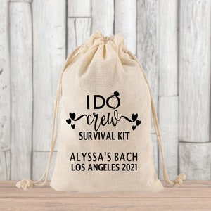 I Do Crew Survival Kit Hamgover Emergency Recovery Kit Bags Personalized with Your Name for Bach Party, Bachelorette Party Favors | 3 Sizes