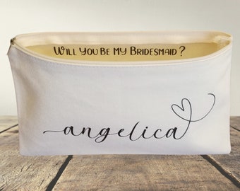 Will You be My Bridesmaid Personalized Bridesmaid Proposal Make Up Bags, Personalized Makeup Bags for Bride, Bridesmaids, Maid of Honor