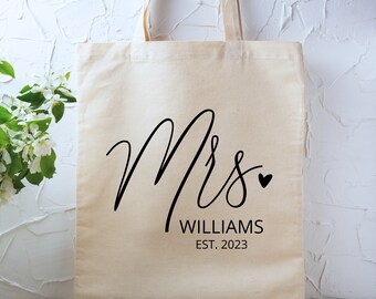 Personalized Mrs. Canvas Tote Bag – Bridal Shower Gift
