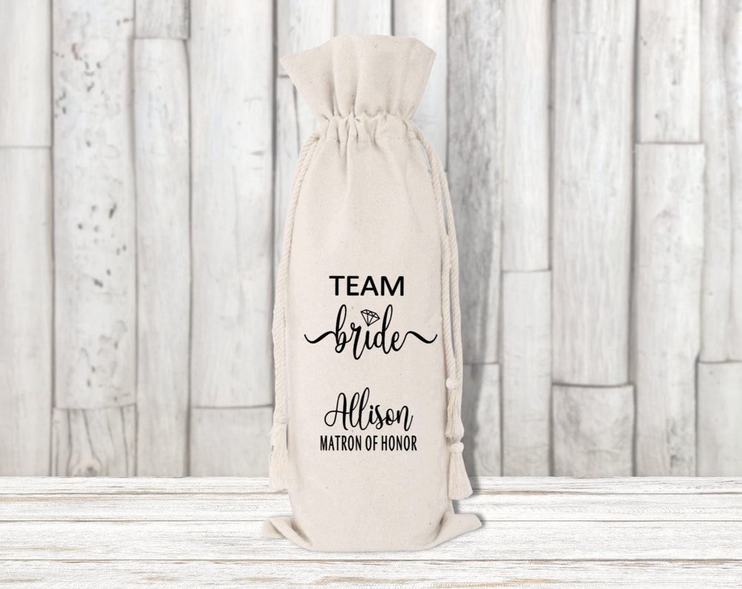 Personalized Team Bride Wine Bag, Bridesmaid Proposal, Cotton Canvas - Etsy