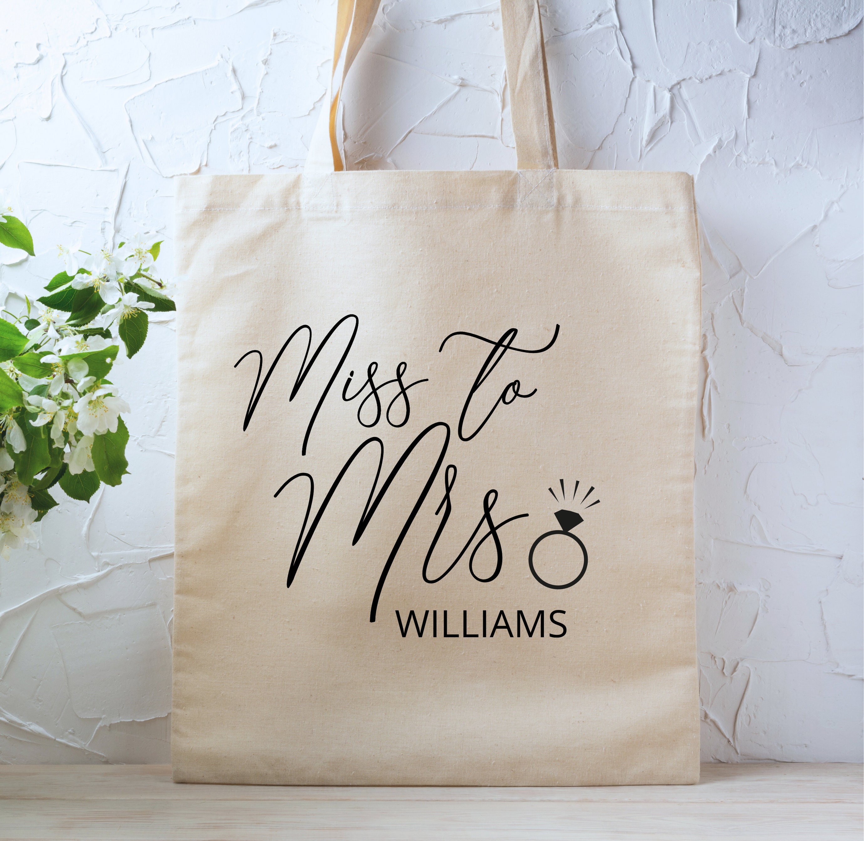 Future Mrs. Canvas Tote Bag with Ring - Personalized Brides