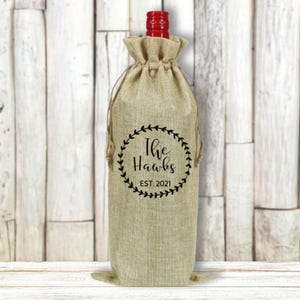 Personalized Wine Bottle Bag for couples, newlyweds, house warming, anniversary