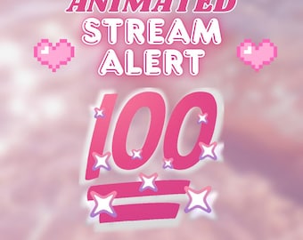 Animated Alert Overlay | 100 | Cute Alert | Twitch Alert