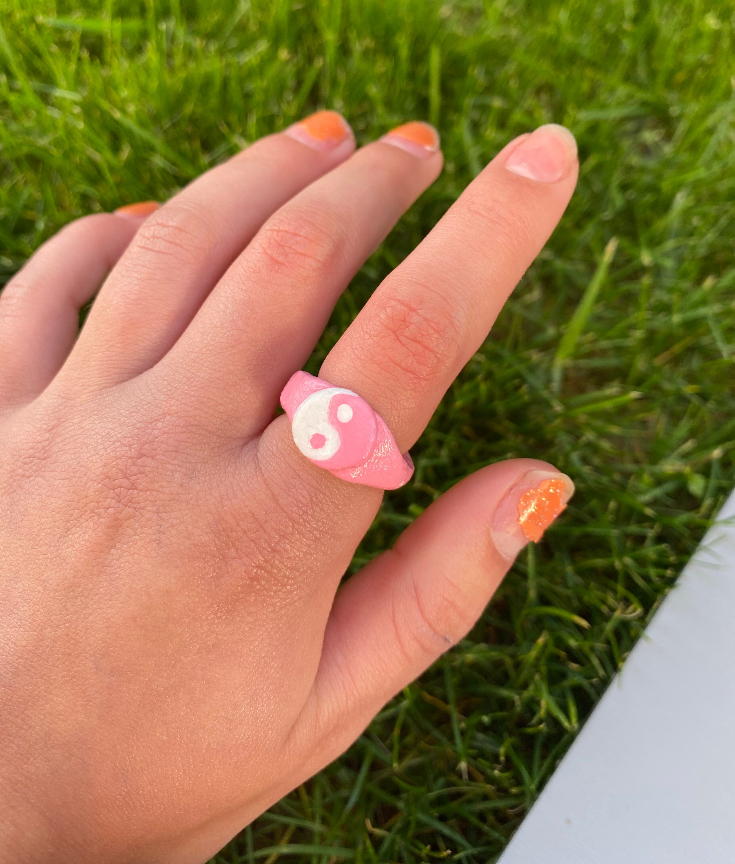 Clay yin yang ring polymer clay ring TikTok ring cute ring Etsy