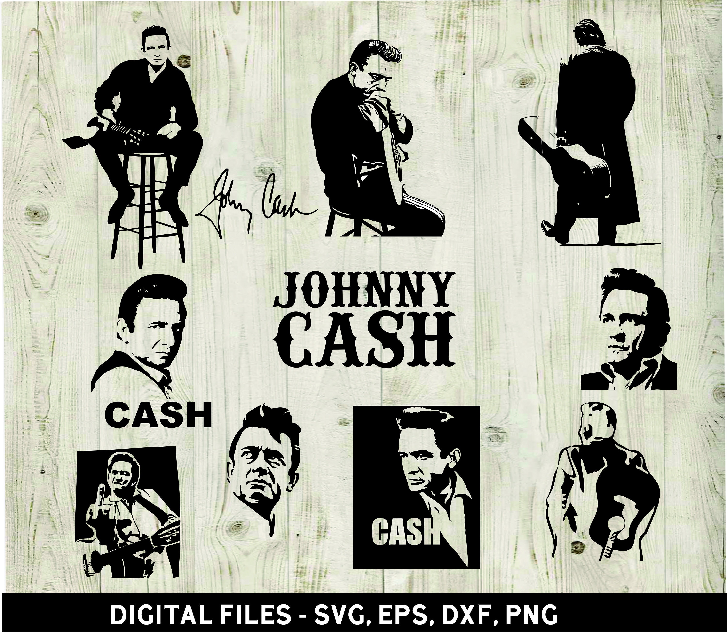 Johnny Cash Bundle Cut File/ Tshirt/ Card/ Mug/ SVG/ Cricut/ | Etsy