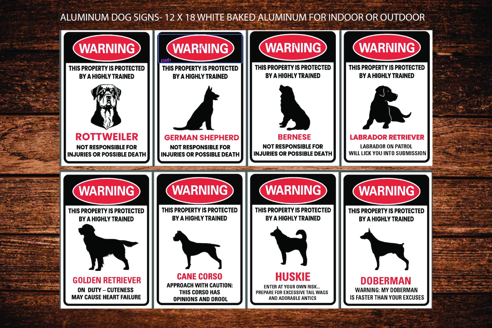 Custom Dog Breed Sign: Warning Aluminum Sign, 12x18 - Etsy