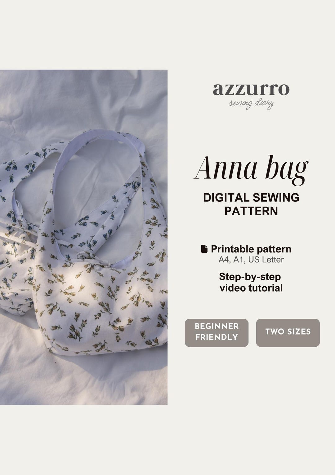 Anna Bag | Boho Bag Sewing Pattern PDF | Beginner Friendly Shoulder ...