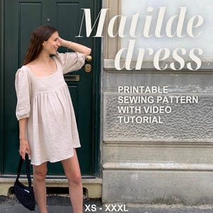 Matilde dress Digital Sewing Pattern | Beginner friendly sewing tutorial | Summer dress | Babydoll dress