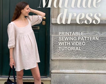 Matilde dress Digital Sewing Pattern | Beginner friendly sewing tutorial | Summer dress | Babydoll dress