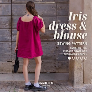 Iris Dress & Blouse Digital Sewing Pattern | Beginner friendly sewing tutorial | Summer dress and blouse | Babydoll dress and blouse