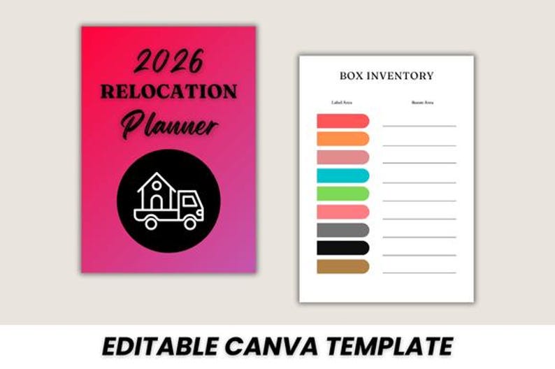 2026 Relocation Planner Canva Template | Editable Moving Checklist ...
