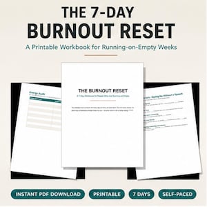 Burnout Recovery Workbook | 7 Day Printable Self Care Planner | Boundaries & Rest Guide | Digital Download PDF