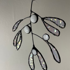 made to orderstained glass mistletoe christmas suncatcher decor image 3