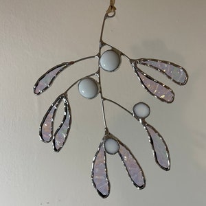 made to orderstained glass mistletoe christmas suncatcher decor image 2