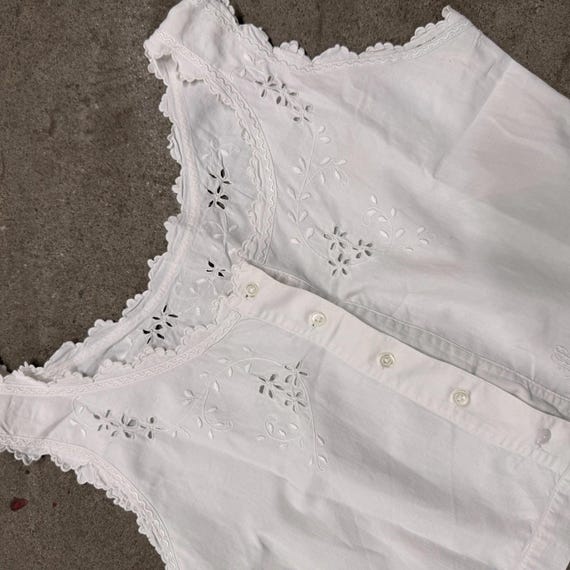 Antique Edwardian Broderie Anglaise Corset Cover … - image 2