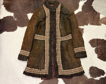 Vintage 70s Embroidered Shearling Afghan Coat