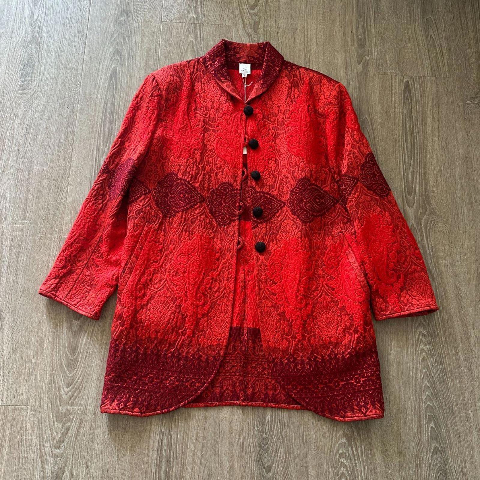 Veste brocart rouge et bordeaux Armani Si You vintage des années 90