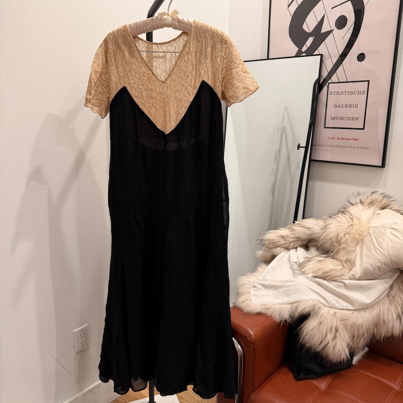 Pristine Antique 1930s Art Deco Gown Black Silk Crepe Lace - Etsy