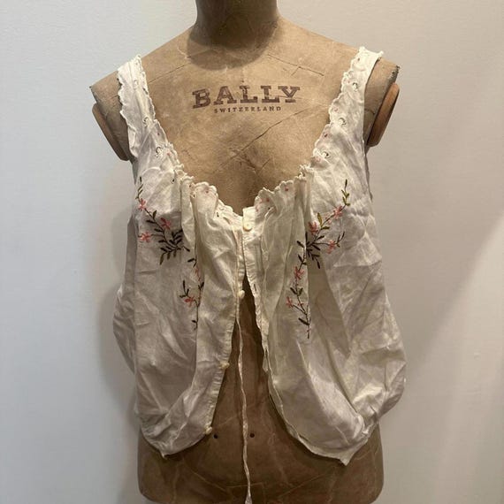 Antique Edwardian 1910s Embroidered Corset Cover … - image 2