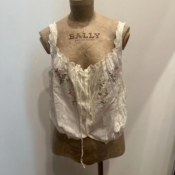 Antique Edwardian 1910s Embroidered Corset Cover … - image 4