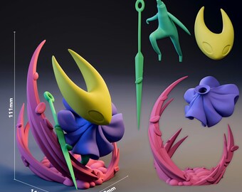 Kit de figura de Hollow Knight de Hornet / Resina 8K sin pintar / Base de hilo de aguja / Escala 1/12 de 111 mm
