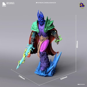 Lich King Figure DIY Kit | Warcraft Fan Art | Arthas Menethil | Unpainted 9K Resin | 235mm 1/8 Scale | Two Faces Available