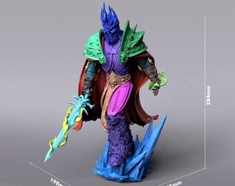 Lich King Arthas Death Knight Undead - World of Warcraft ongeverfd harsbeeldje kit - 1/8 schaal 235 mm 9,3 in - 3D-geprint standbeeld fanart