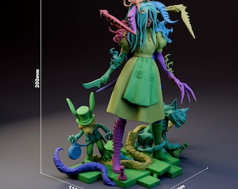Alice Horror Wonderland - American McGee's Alice Madness Returns Unpainted Resin Figurine Kit - 1/8 Scale 200mm 7.9in - 3D Printed Statue
