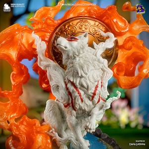 Unofficial Amaterasu Figure | Okami Fan Art | Divine Wolf Goddess | Hand-Painted or DIY Kit | 8K Resin Collectible