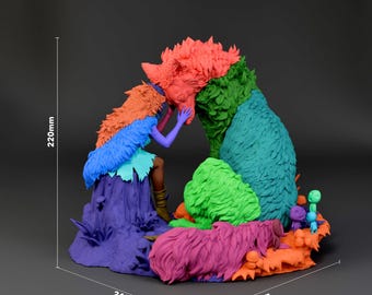 Diorama da Deusa Lobo San e Moro, Espírito da Floresta - Princesa Mononoke Ghibli - Kit de Diorama em Resina Não Pintada - Escala 1/8 (249 mm / 9,8 pol.) - Estátua