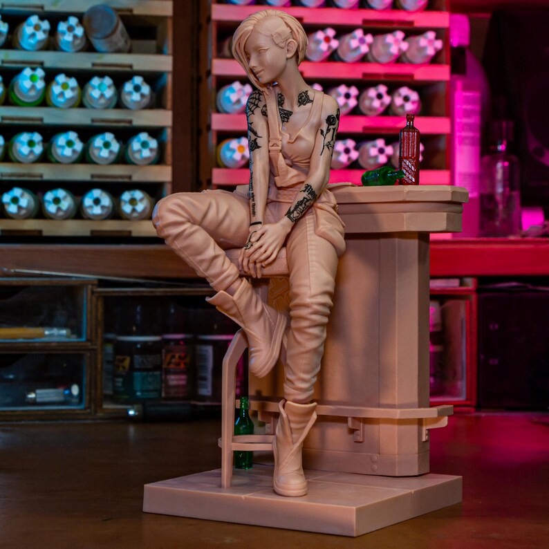 Judy Alvarez Braindancer Tech - Kit de estatueta em resina sem pintura de Cyberpunk 2077 - Escala 1/8, 211 mm (8,3 pol.) - Estátua impressa em 3D para fãs imagem 19