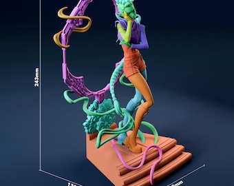 Kit de figura de cazador de demonios Rumi K-Pop / Resina 8K sin pintar / Base de escenario neón / Escala 1/8 de 243 mm