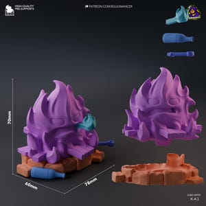 Unofficial Calcifer Chibi Figure  Howl&#39;s Moving Castle Collectible | Hand-Painted or DIY Kit | Studio Ghibli Fan Art | Anime Fire Demon