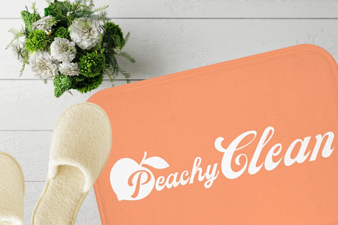 Peachy Clean Bath Rug/Peach colored Bath Mat/Girls Bathroom Etsy