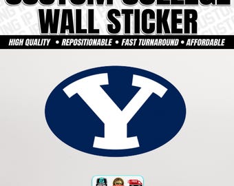 Calcomanía de pared de fútbol americano de la NCAA personalizada: calcomanía con el logotipo de deportes universitarios personalizada para regalos de papá y cueva de hombre