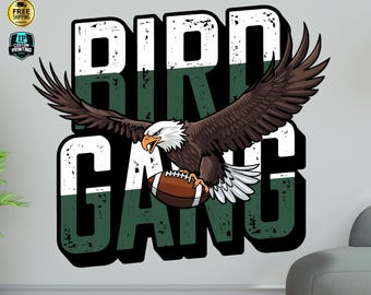 Calcomanía de pared de Philadelphia Go Birds / Arte de pared de fútbol de Bird Gang / Calcomanía de vinilo grande para cueva de hombre, decoración de dormitorio - Arte de fútbol del Super Bowl