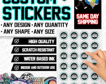 Pegatinas de vinilo troqueladas resistentes al agua, pegatinas personalizadas despegables y adhesivas, listas para aplicar, recortables en cualquier forma, pegatinas con logotipo personalizado.