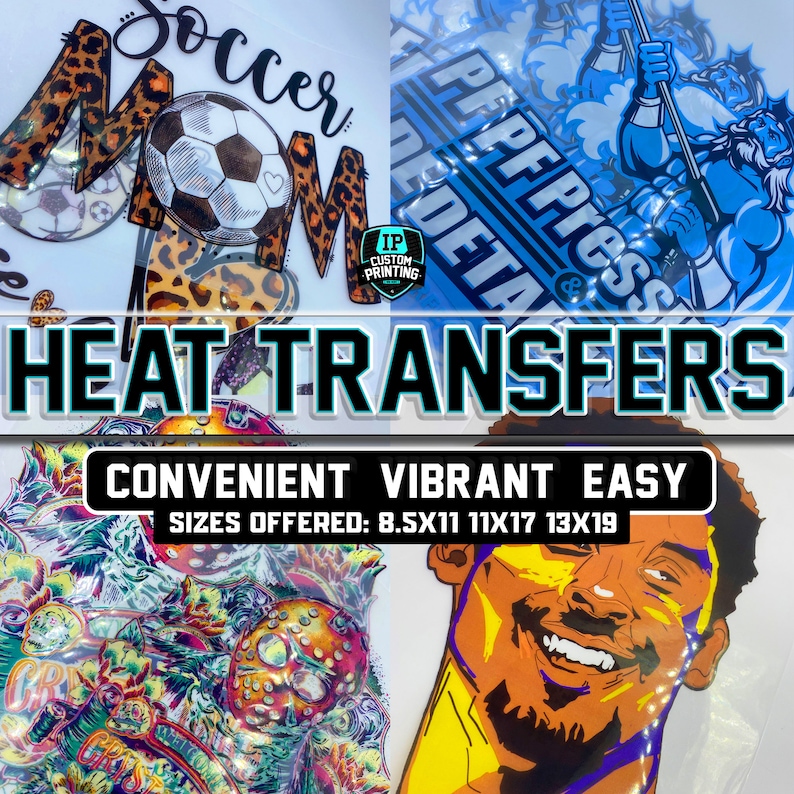 Custom Heat Transfer | Ready To Apply, Multi-Substrate, Convenient, DTF Prints | Gang Sheet and Bulk Options Available 