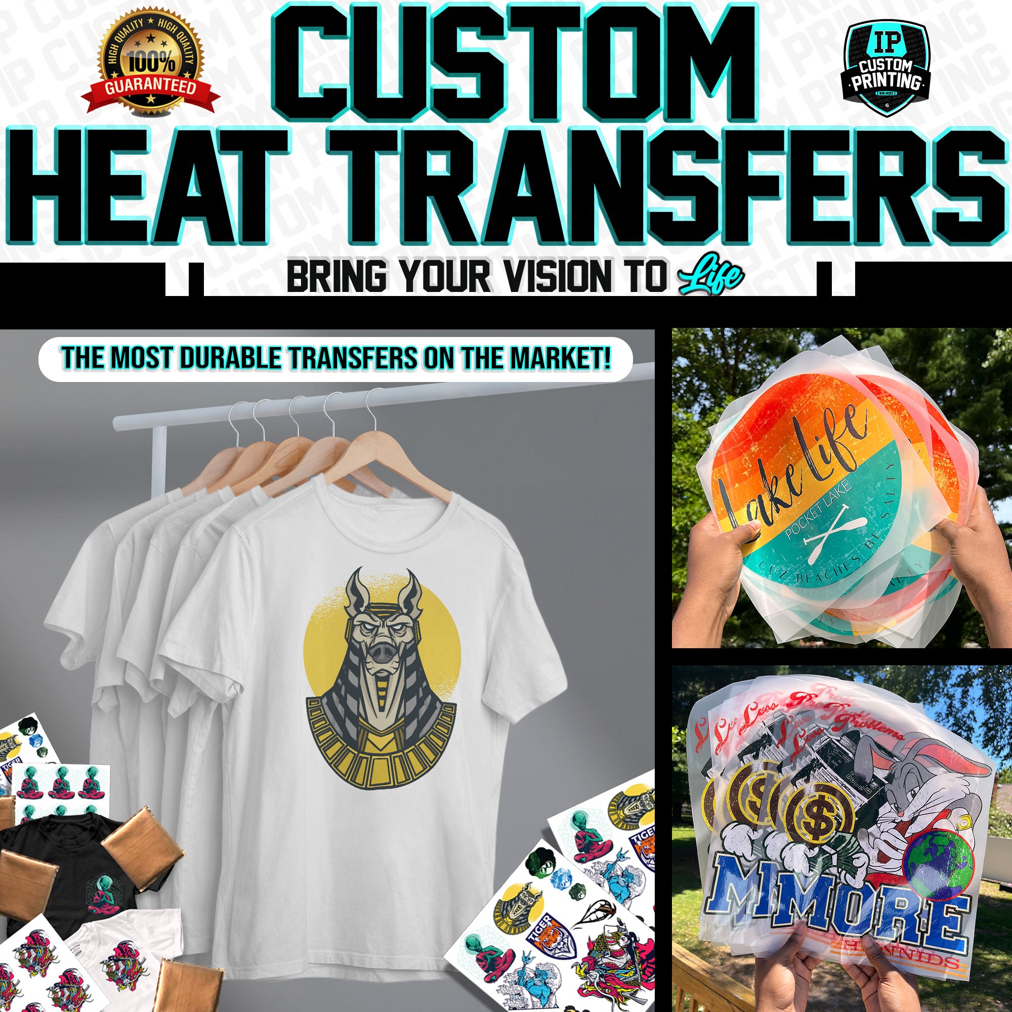 Custom Iron on Heat Transfers, DIY T-shirt Heat Transfer Ready to Apply DTF  Iron on Personalised, Your Custom Design, Gang Sheet Transfers 