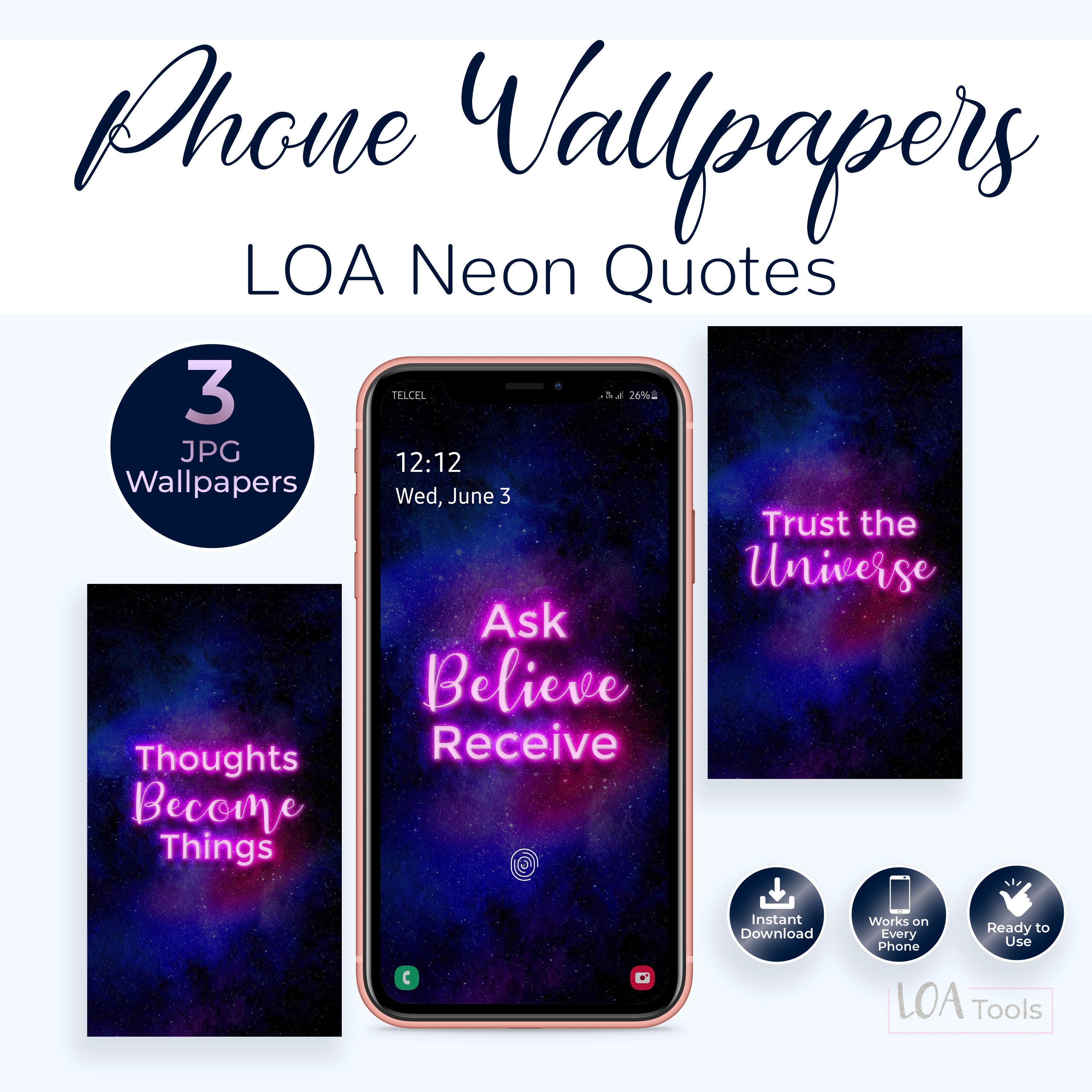 Phone Wallpaper With Neon Letters Trust the Universe Quote - Etsy UK Phone Wallpaper With Neon Letters Trust the Universe Quote - Etsy UK