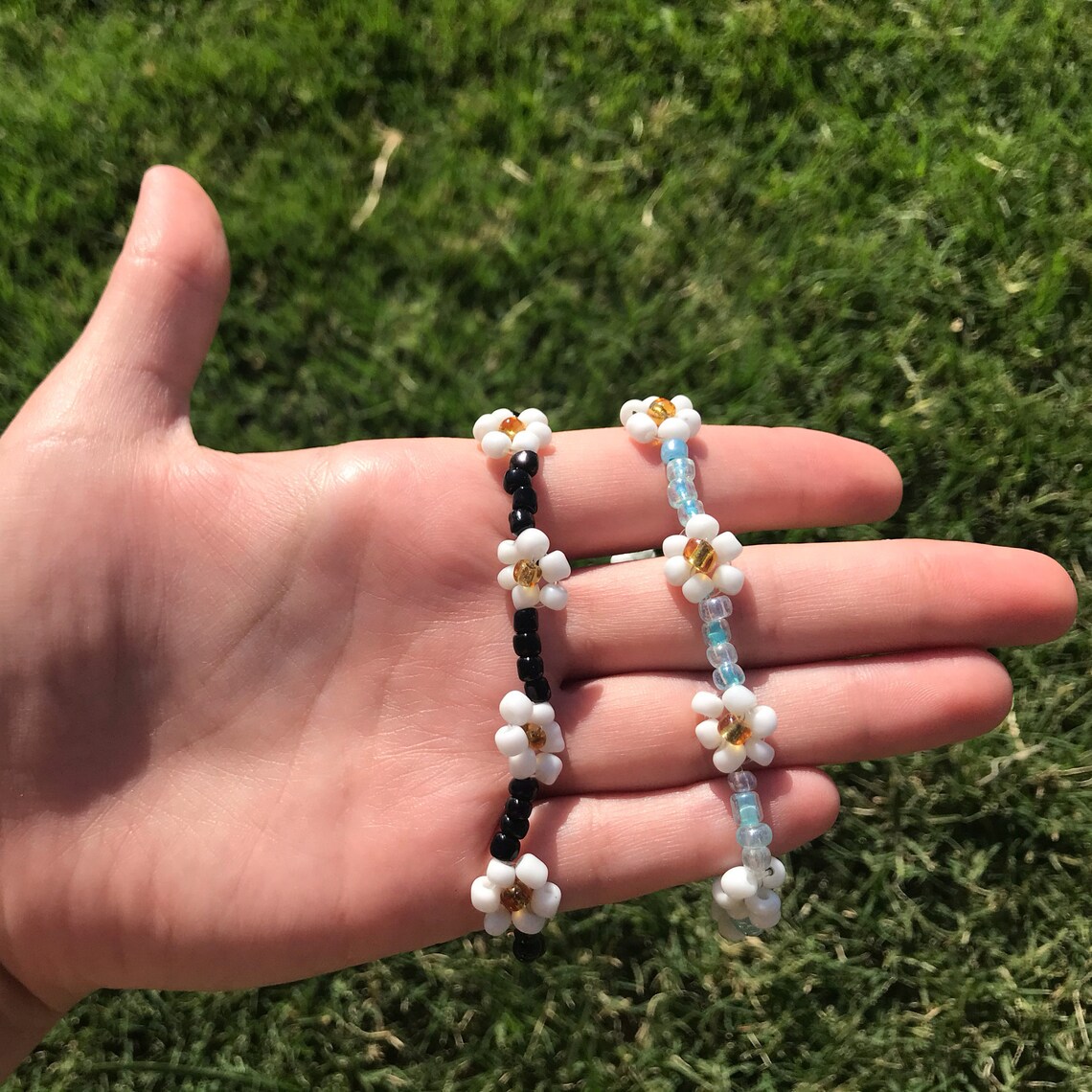 Beaded Flower Anklet Daisy Ankle Jewelry Ditsy Accessory Etsy