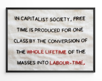 Marx quote postcard | embroidery print | anticapitalist art