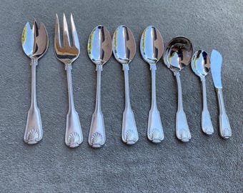 Towle London Shell Germany 18/8 stainless steel flatware 8 piece serving hostess set-USED.. Please review all photos before buying.