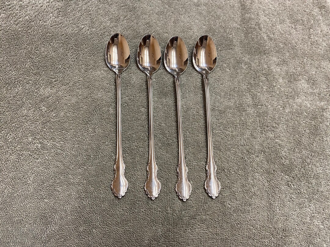 Oneida Tennyson Community Stainless Flatware 4 Iced Tea Spoons 7.5 EXC