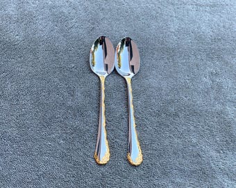Oneida Golden Belle Rose 4 Salad Forks – Glossy Stainless Steel Flatware Set