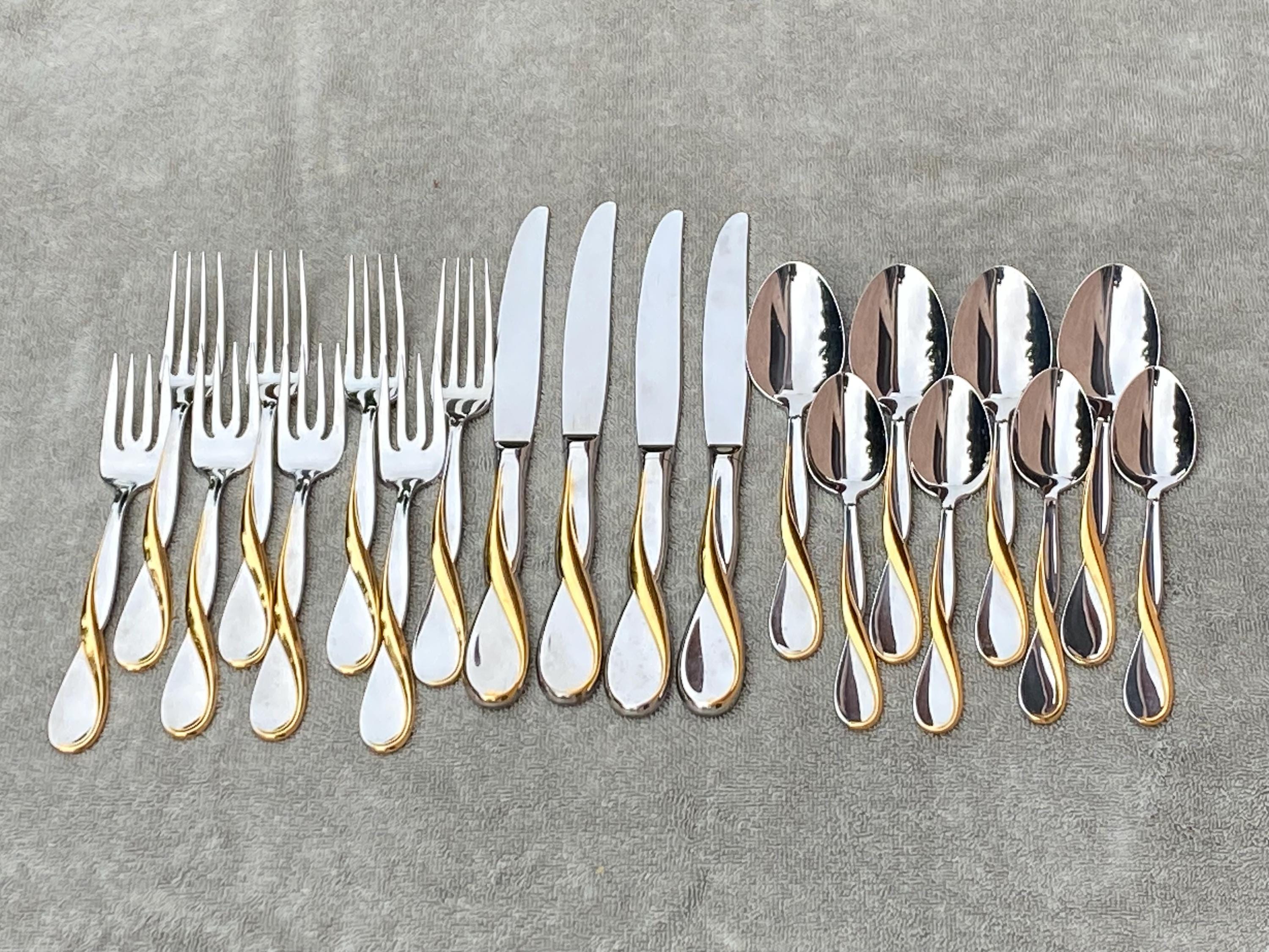 Oneida Golden Aquarius USA Stainless Flatware 20 Piece Set Excellent Etsy Canada