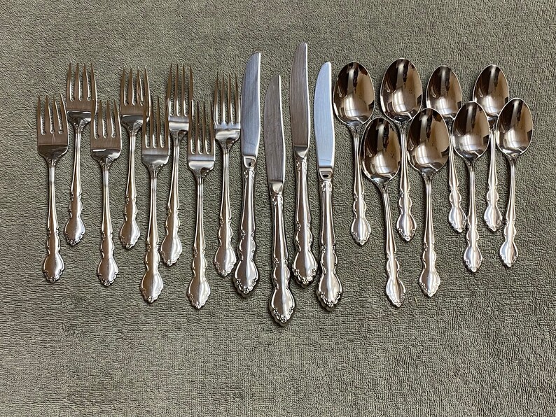 Oneida Dover Glossy Stainless Flatware Four5 Pc Place Etsy