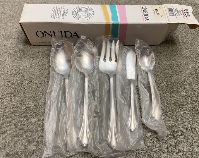 Oneida Bancroft 18/8 Stainless Steel USA Flatware 5 Serving Hostess Set