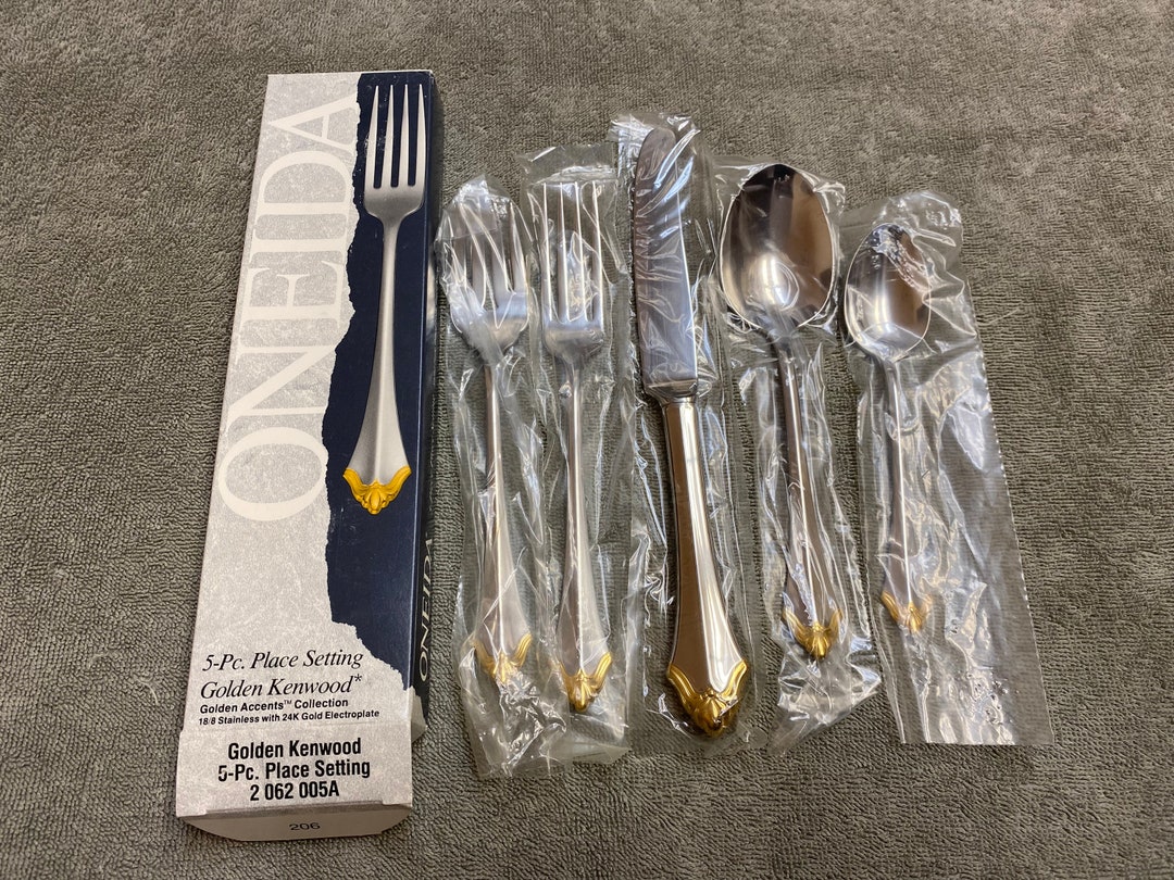 Oneida Golden Kenwood Stainless USA Flatware ONE 5 Pc Place Setting